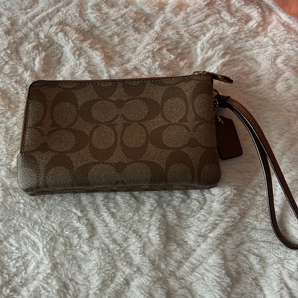 Coach Signature Brown Wristlet - Picture 3 of 6